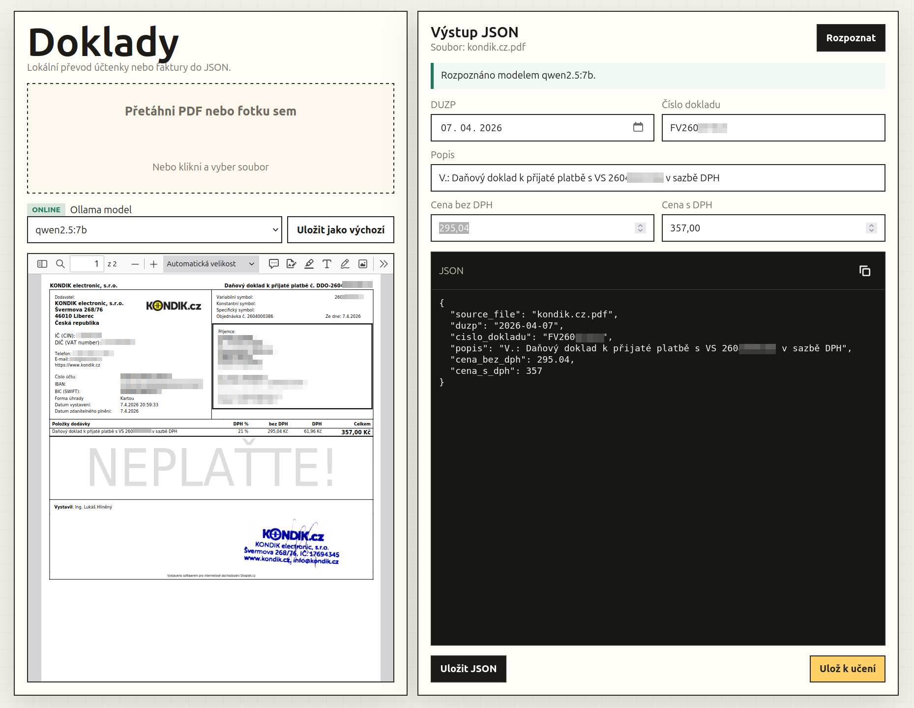 AI invoice and receipt recognition